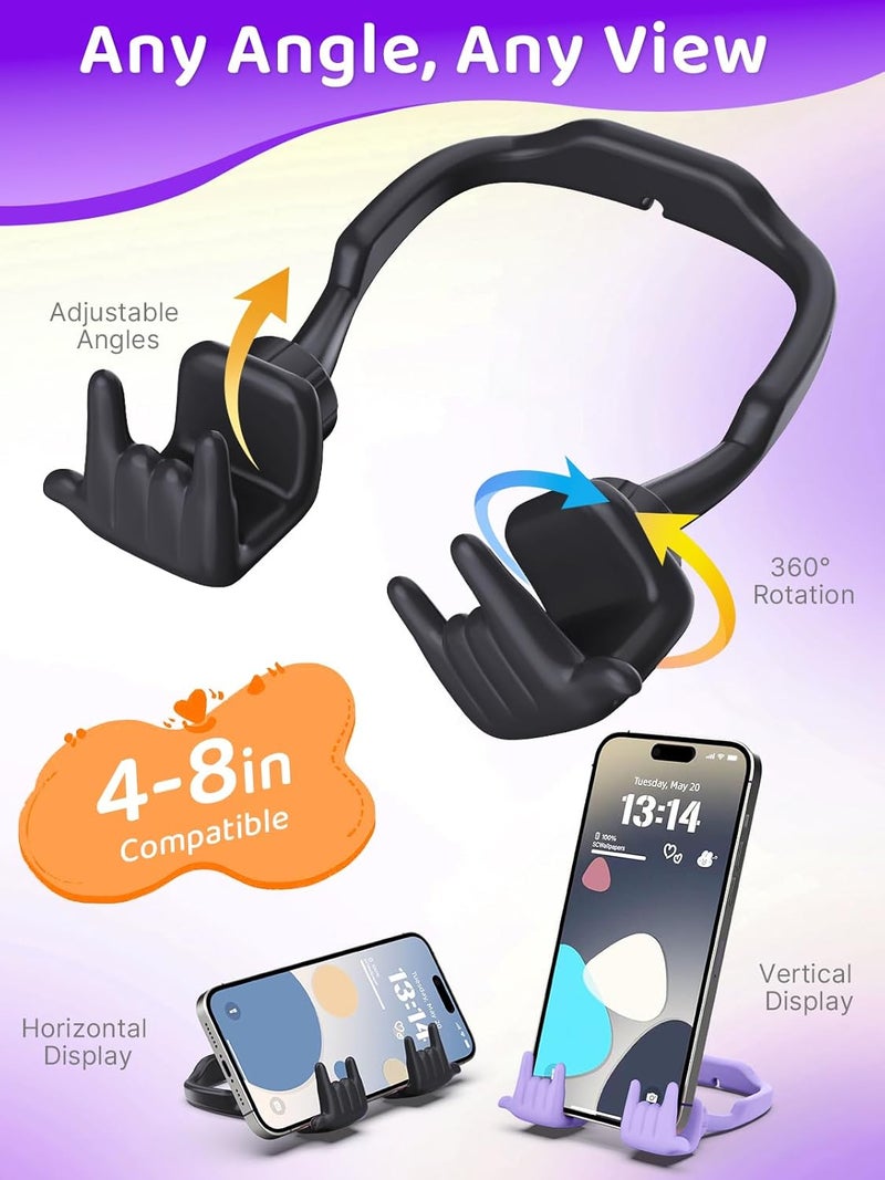 CALDEVER Stocking Stuffers for Teen Boys Girls Gifts Cell Phone Stand Upgrade Adjustable Rock on Lazy Phone Stand for Desk Cool Funny Gadget Gifts for Christmas Adult Men Women Wife 2Pack Black Purple - Image 2